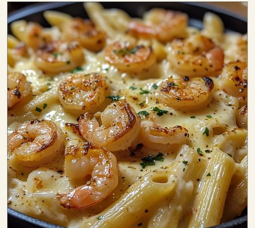 Garlic Shrimp Penne with Provolone Cream Sauce: A Decadent Dinner Delight