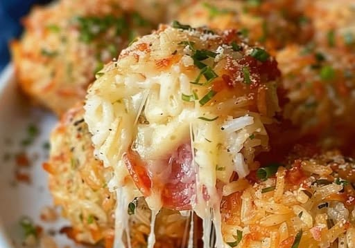 Irresistible Bites: Rice Balls with Cheese & Pepperoni