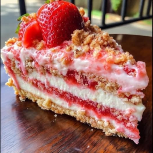 Berrylicious Strawberry Crunch Cheesecake – The Sweetest No-Bake Treat Ever