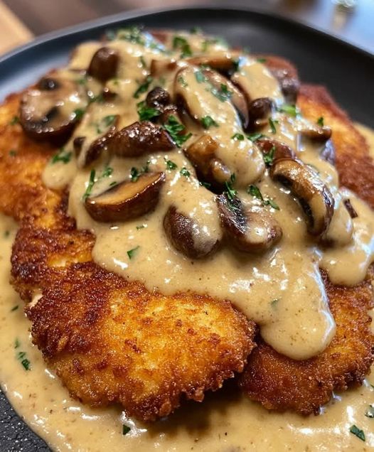 Golden Chicken with Parmesan Mushroom Sauce: Easy Comfort Food at Its Best