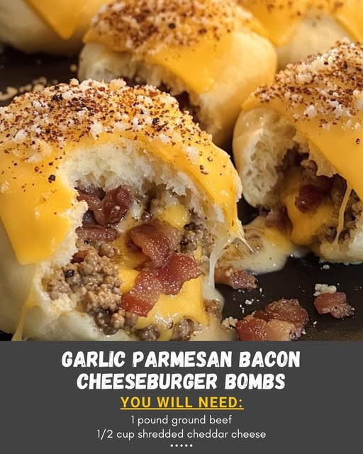 Indulge in Cheesy Goodness: Garlic Parmesan Bacon Cheeseburger Bombs