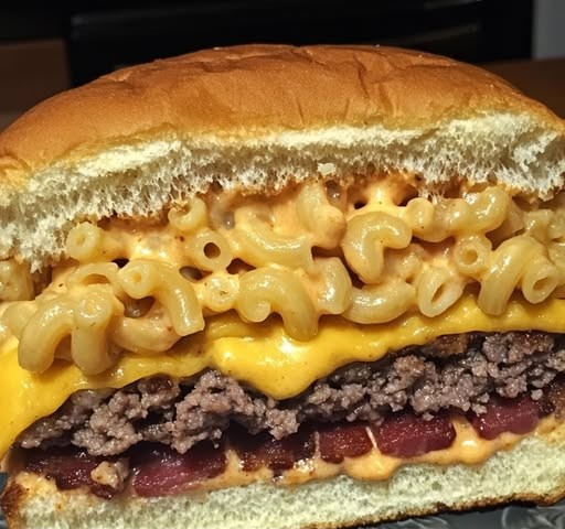 Ultimate Indulgence: Bacon Mac ‘n’ Cheese Stuffed Burger