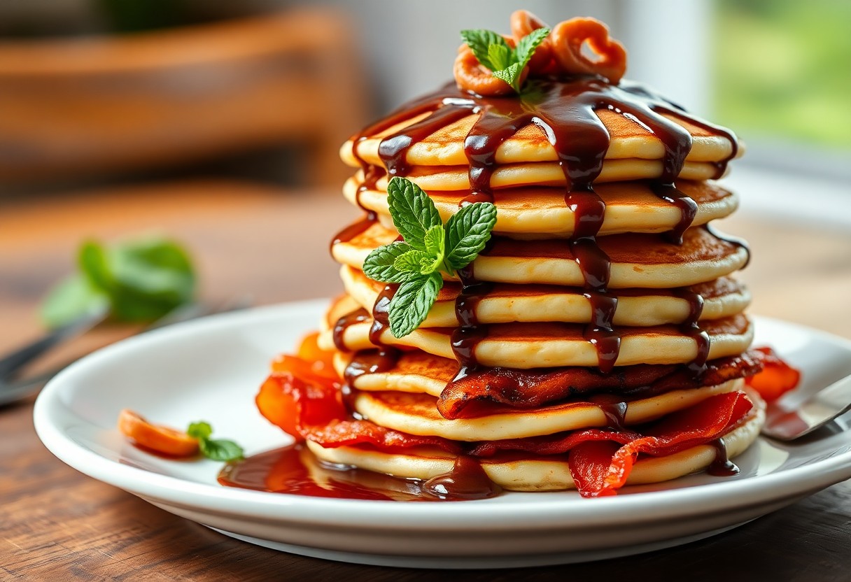 Bacon and Chocolate Pancake Stacks