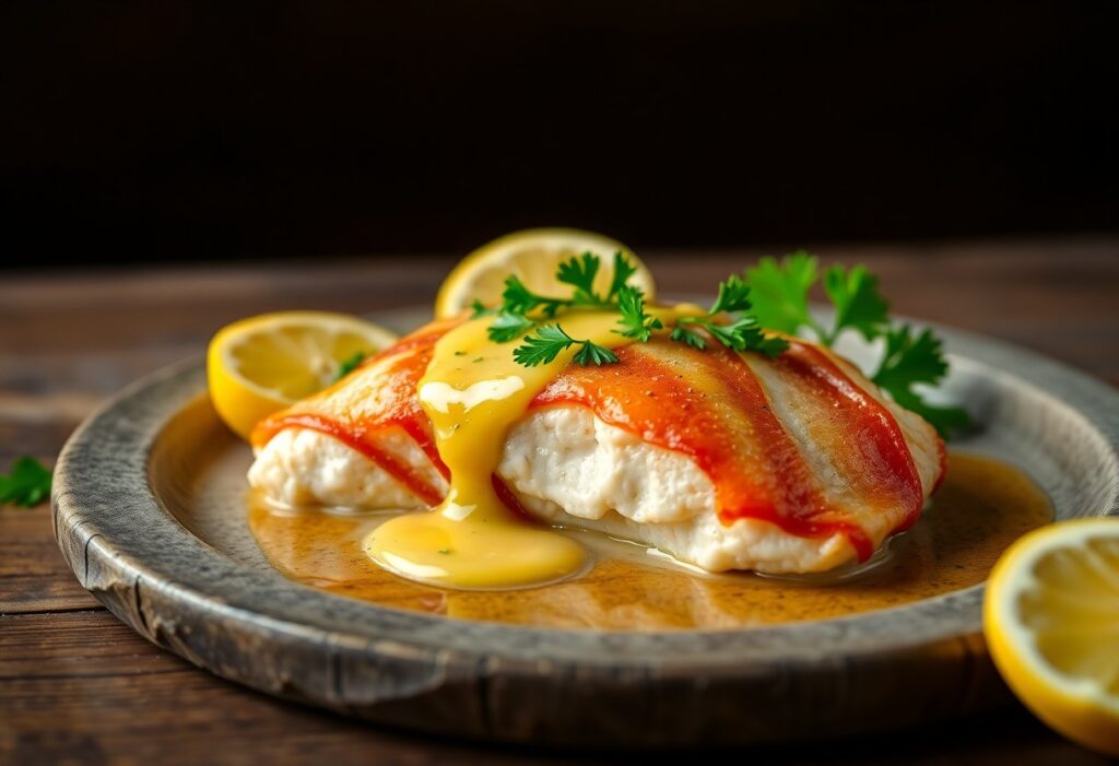 Bacon-Wrapped Cod with Lemon Butter Sauce: A Delicious Seafood Feast