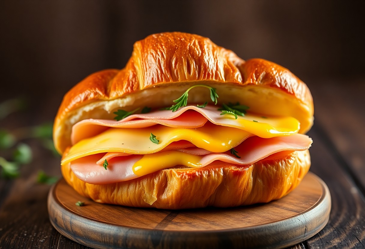 Croissant Sandwiches with Ham, Cheese, and Dijon: A Gourmet Twist on a Classic