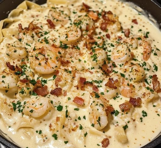 Creamy Garlic Butter Bacon Shrimp Alfredo: A Pasta Lover’s Dream