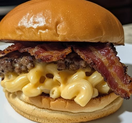 Indulge in Flavor: Garlic Parmesan Bacon Mac ‘n’ Cheese Burger