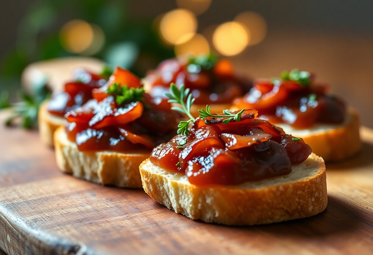 Sweet and Savory Bacon Jam Crostini