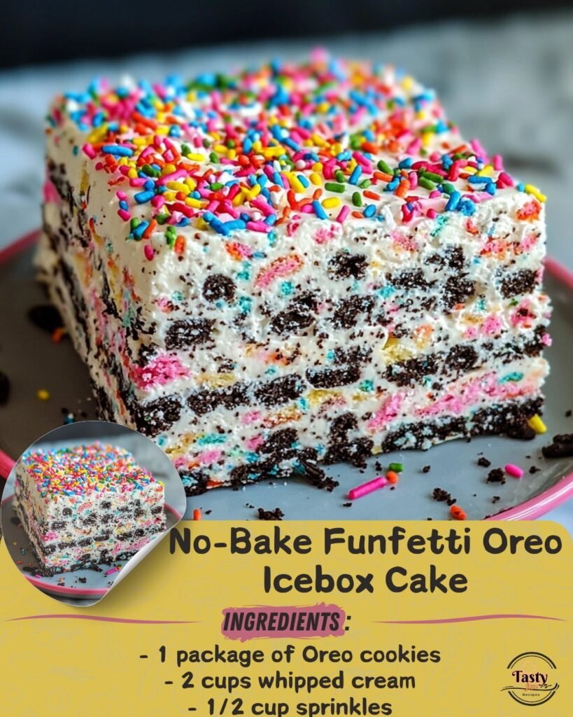 No-Bake Funfetti Oreo Icebox Cake – A Colorful, Creamy Delight ...