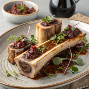 "Bone Marrow with Oxtail Marmalade: A Gourmet Appetizer Recipe"