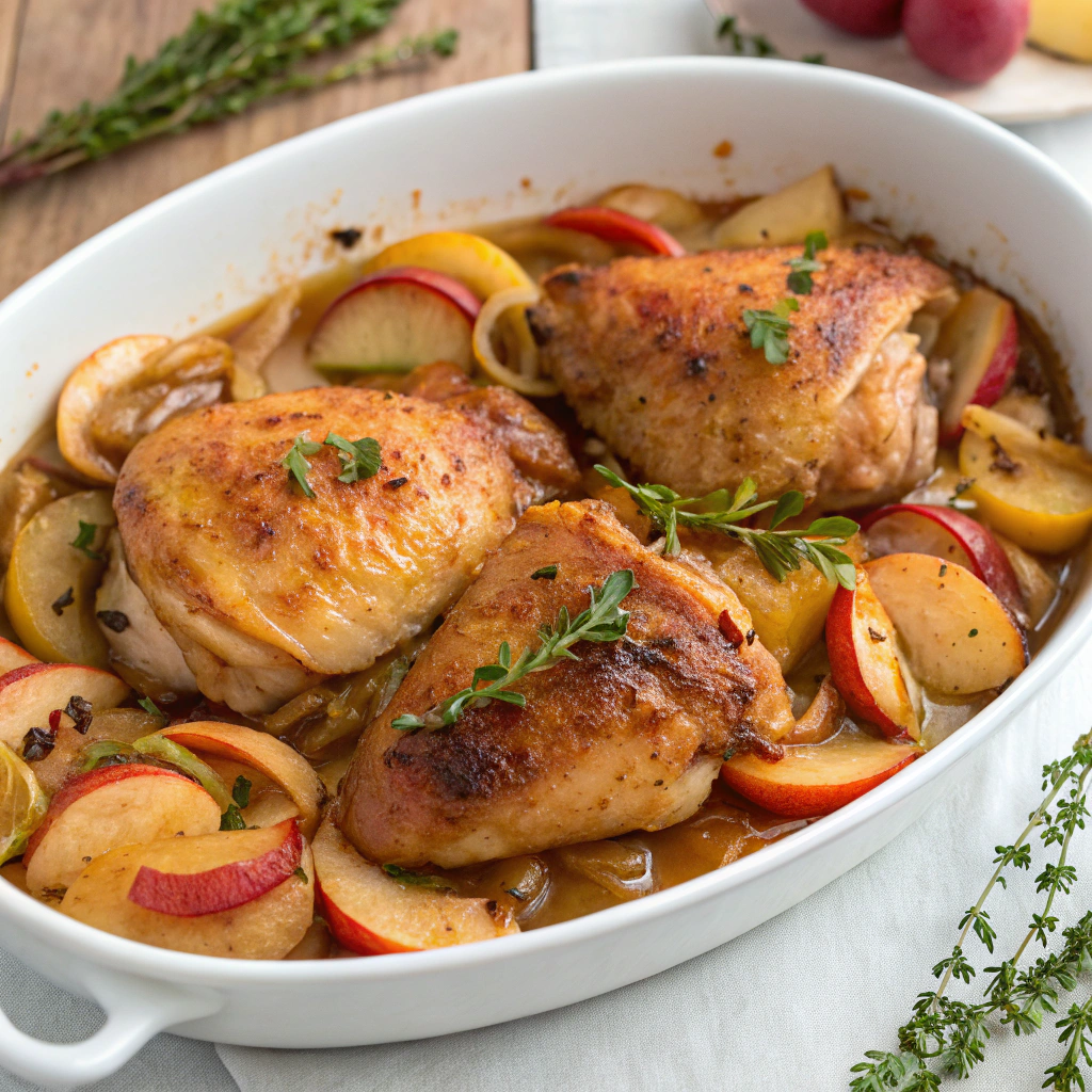 Chicken Thighs with Apples and Onions: A Sweet and Savory Dinner