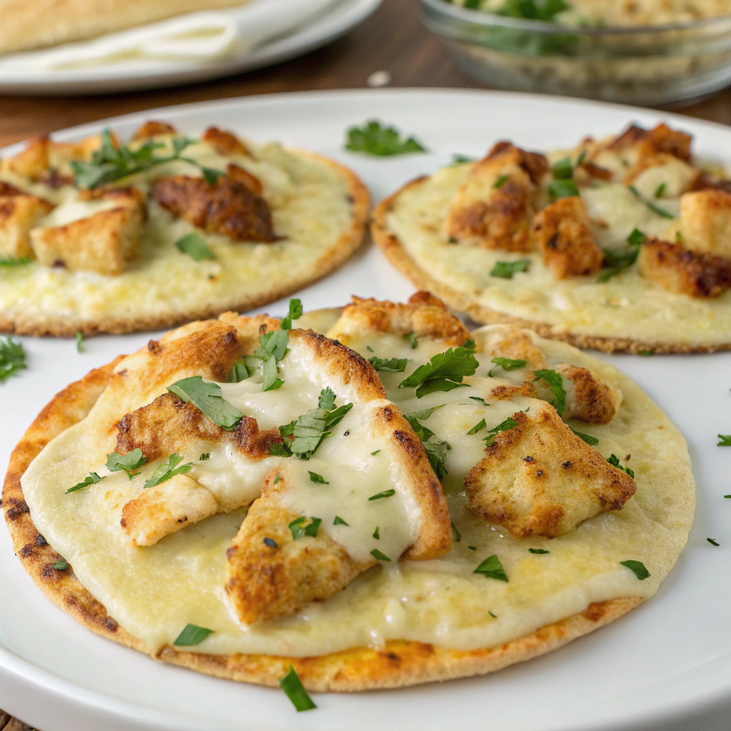 Crispy Parmesan Chicken Alfredo Tortilla Pizzas