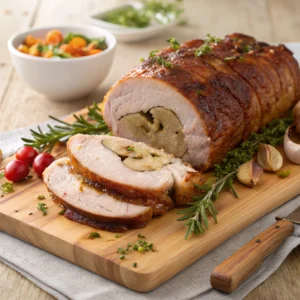 "Garlic-Stuffed Pork Roast: Juicy, Flavorful, and Perfect for Any Occasion"