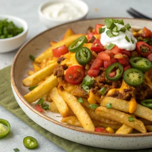 "Loaded Nacho Fries: A Spicy and Cheesy Snack Mashup"