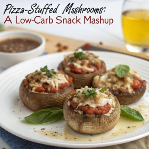 "Pizza-Stuffed Mushrooms: A Low-Carb Snack Mashup"