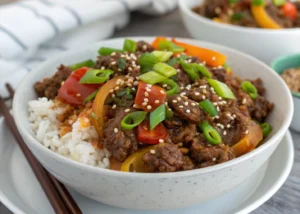 15-Minute Korean Ground Beef Bowl with Sweet and Savory Sauce