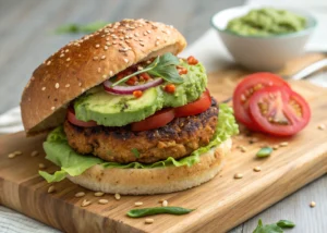 A No-Fuss Veggie Burger Packed with Protein and Fresh Ingredients