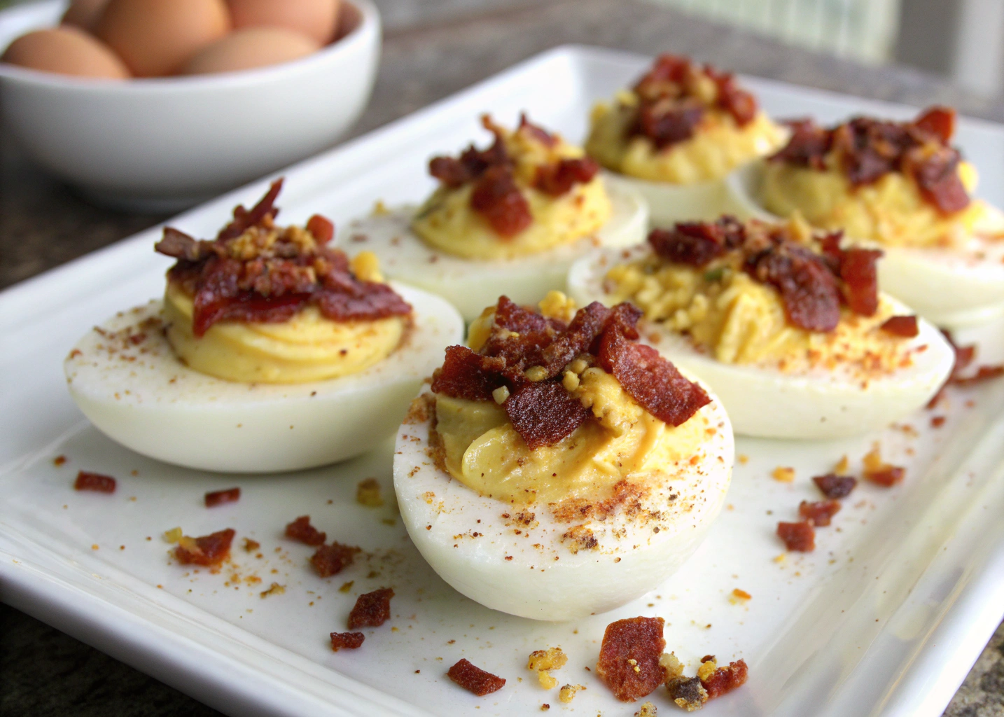 Bacon and Cheese Deviled Eggs – A Tangy Twist