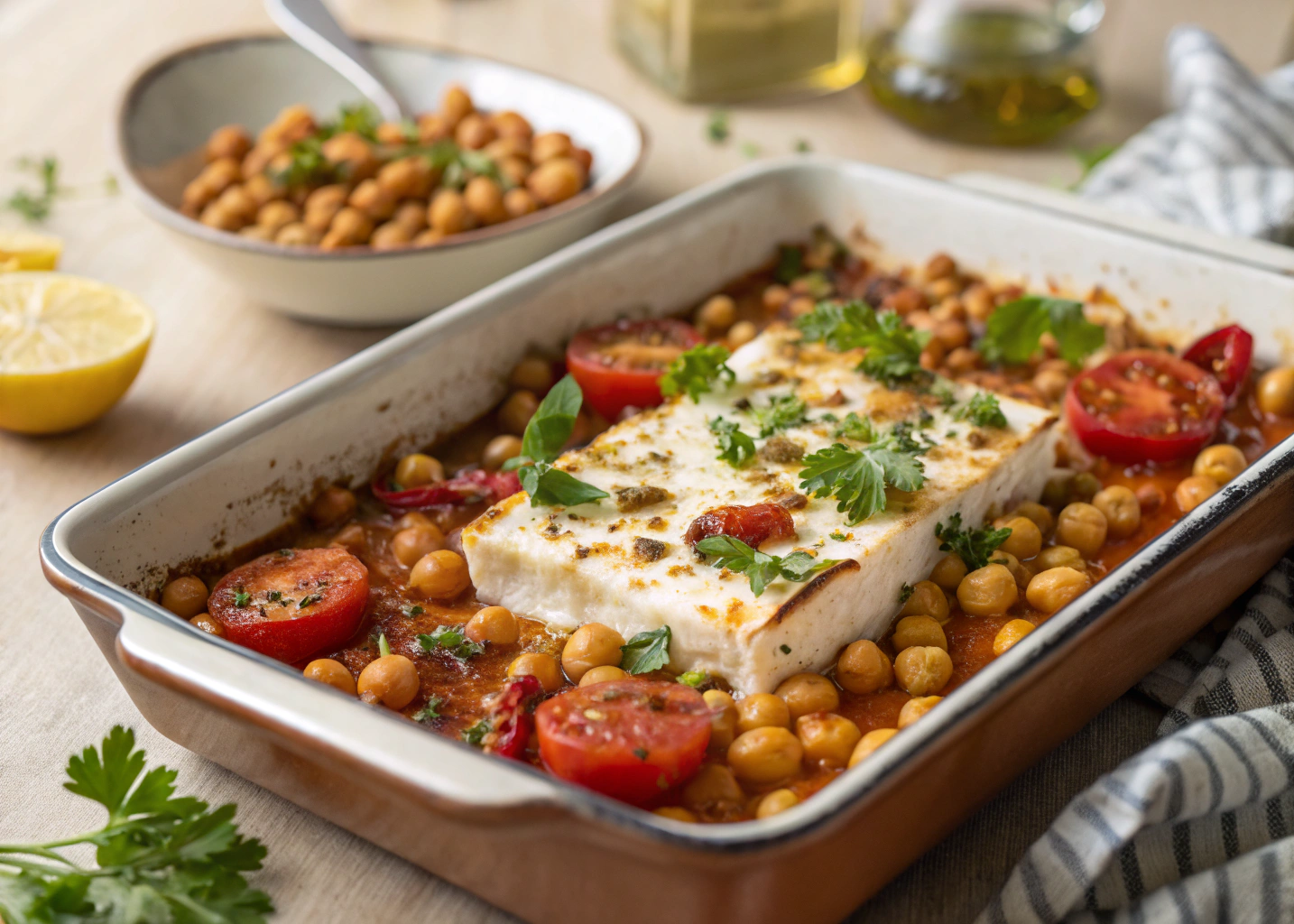 Baked Feta and Chickpeas: A Simple, Flavor-Packed Mediterranean Dish
