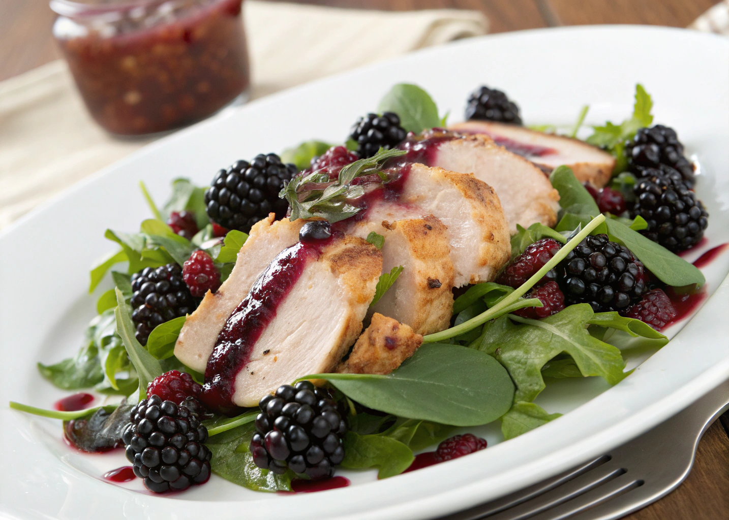Blackberry Chicken Salad with Tangy Vinaigrette and Fresh Greens