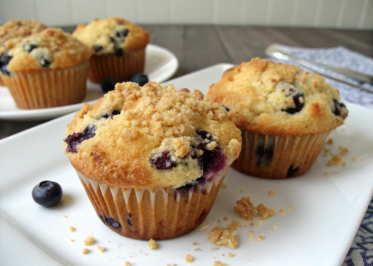 Blueberry Vanilla Crunch Muffins With a Buttery Streusel Topping