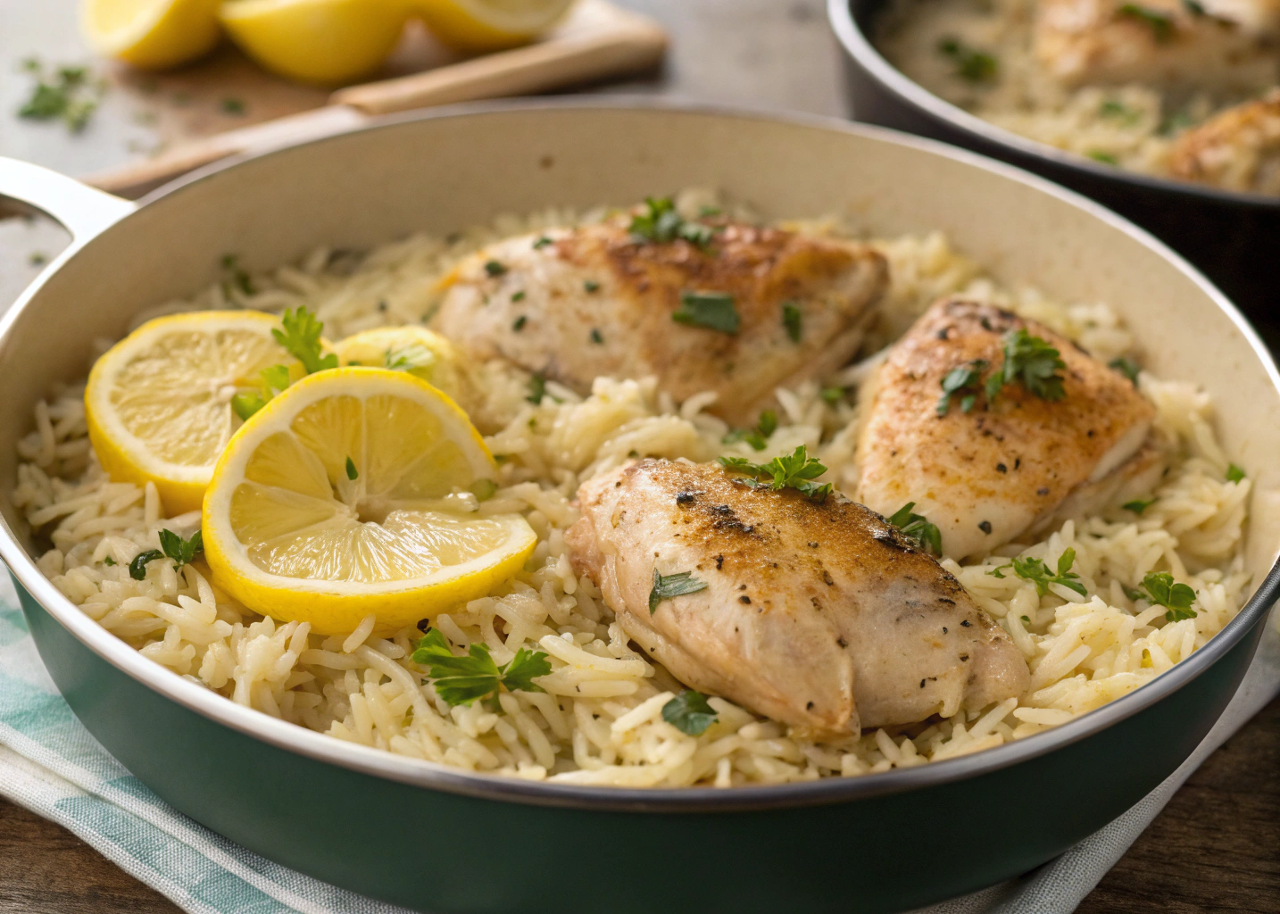 Buttery Lemon Herb Chicken and Rice in One Easy Pot