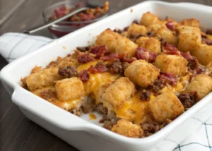 Cheesy Bacon Cheeseburger Tater Tot Casserole