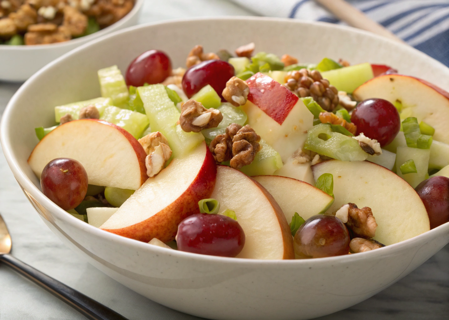 Classic Waldorf Salad with Apples, Grapes, and Crunchy Celery