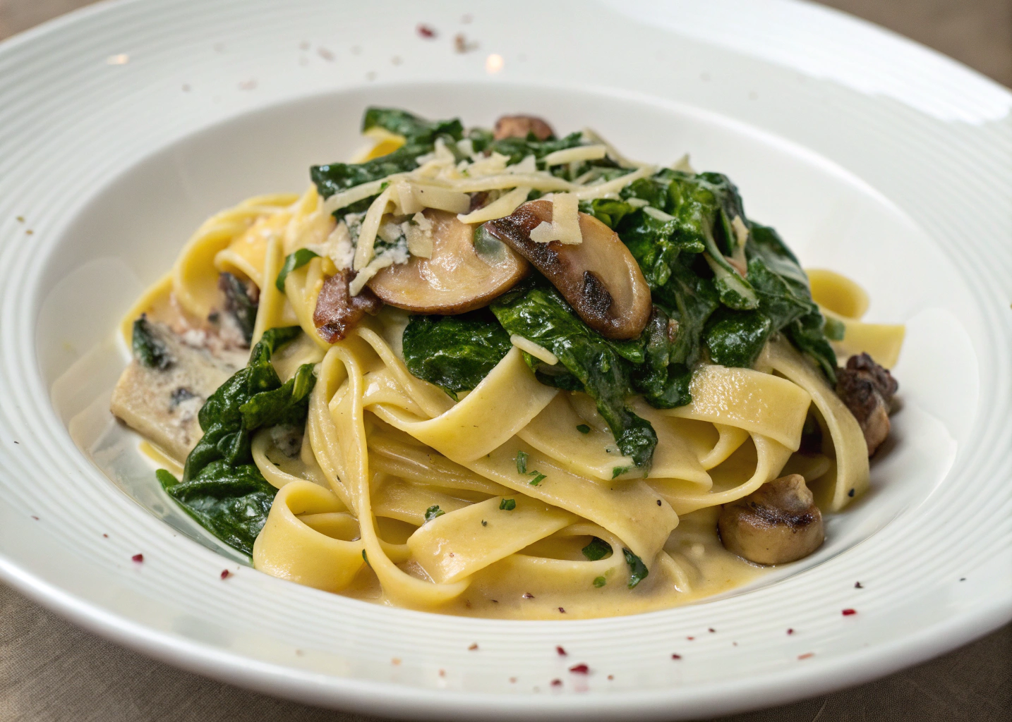 Creamy Fettuccine with Swiss Chard and Mushrooms – A Hearty Pasta Dish