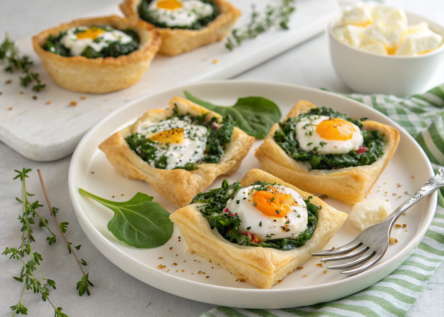 Easter Brunch Favorite: Spinach and Feta Puff Pastry Egg Nests