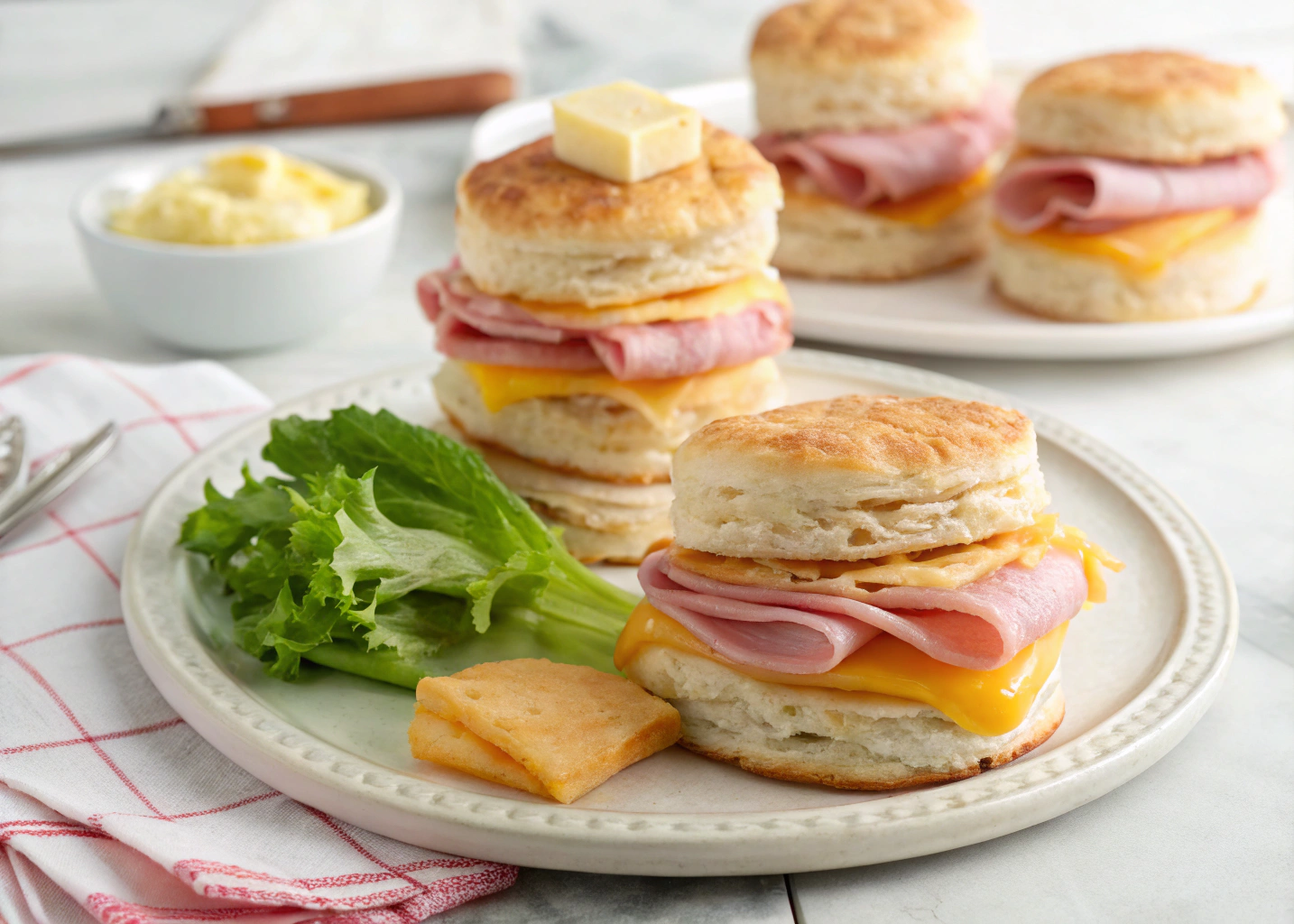 Easy Ham and Cheese Biscuit Stacks – A Quick & Tasty Breakfast Idea