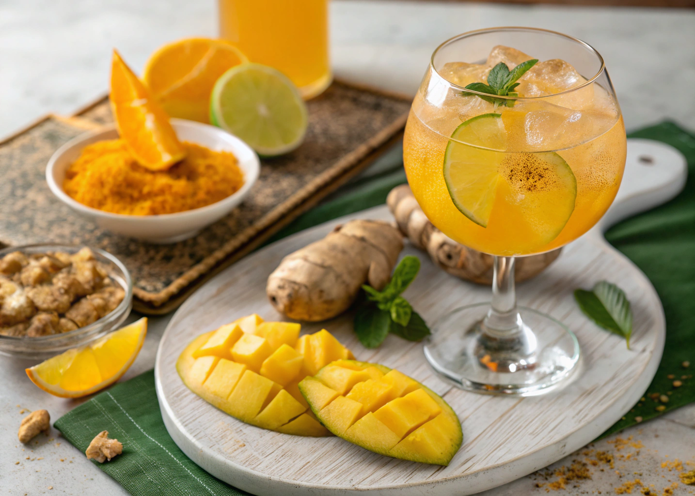 Fiery Golden Mango Tonic With Ginger, Turmeric, and Fresh Citrus