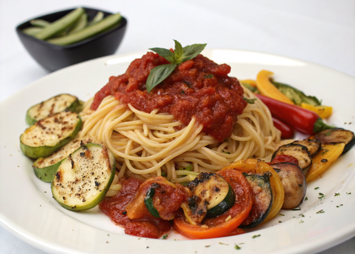 Flavorful Pasta with Marinara Sauce and Grilled Vegetables – A Healthy Twist