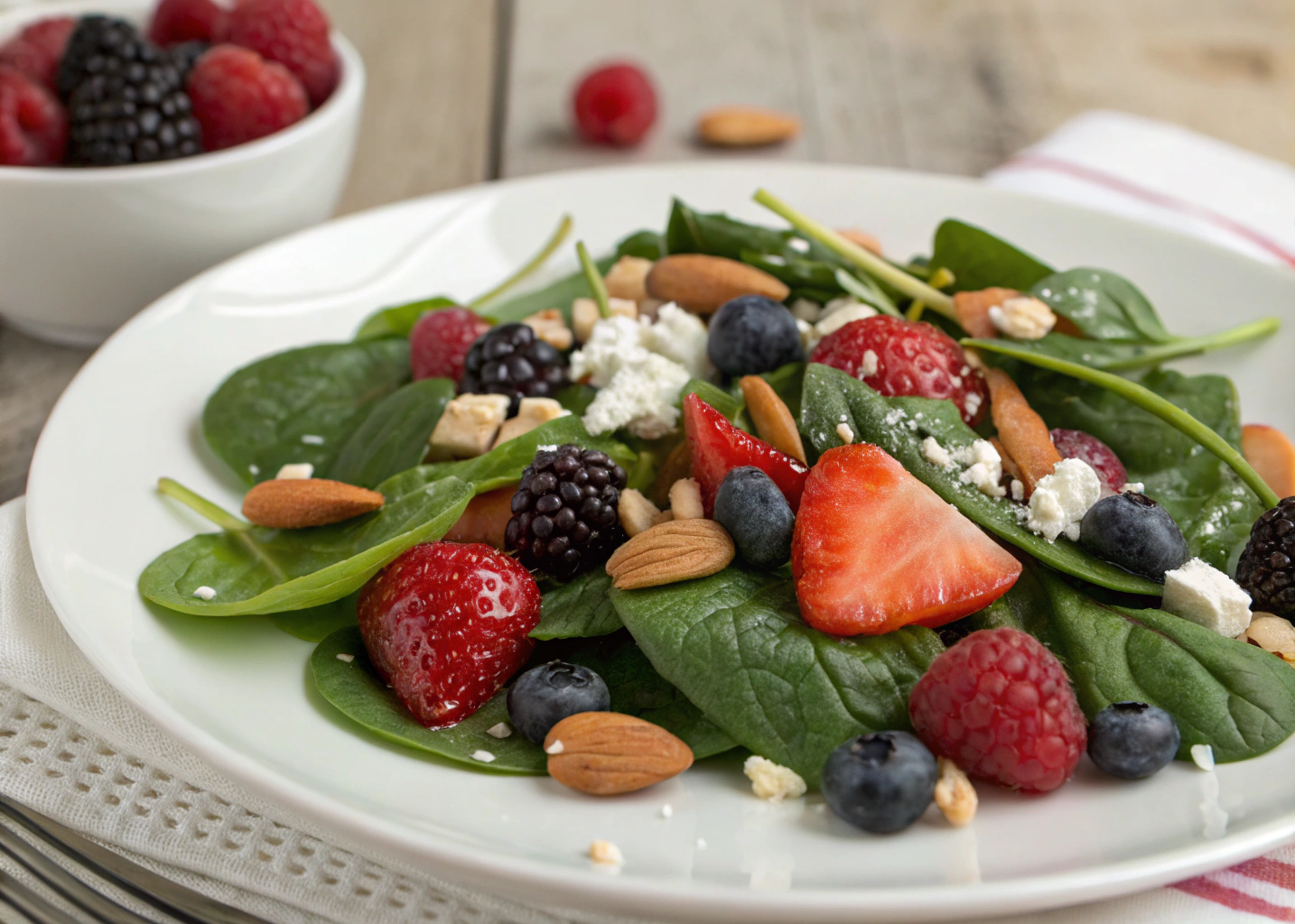 Fresh and Vibrant Spinach Berry Salad – A Light and Nutritious Meal