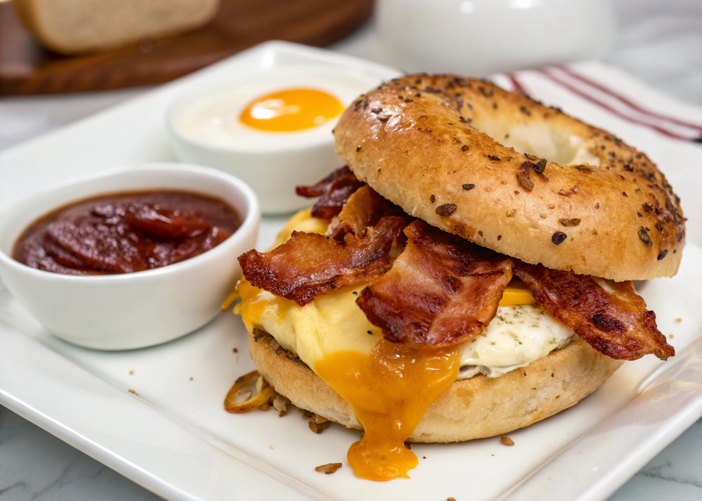 I Eat These Bacon Egg and Cheese Bagels Almost Every Morning with A Special Breakfast Sauce