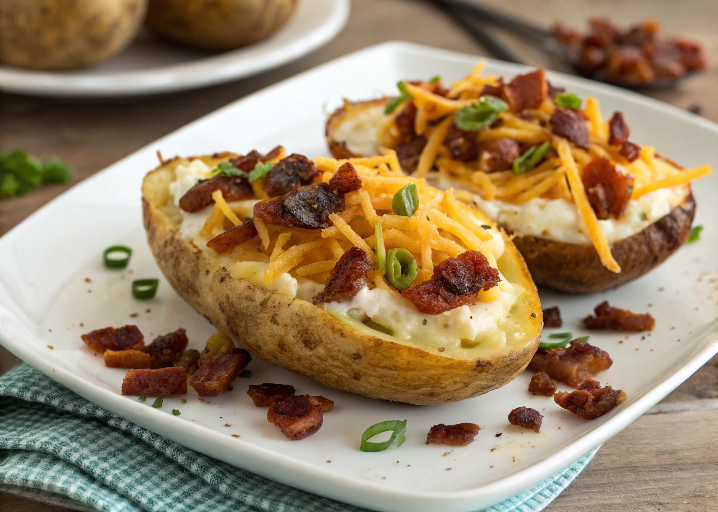 Loaded Potato Skins with Crispy Bacon and Melty Cheddar