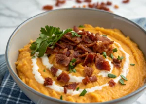 Mashed Sweet Potatoes with Coconut Milk and Bacon: A Creamy and Savory Twist