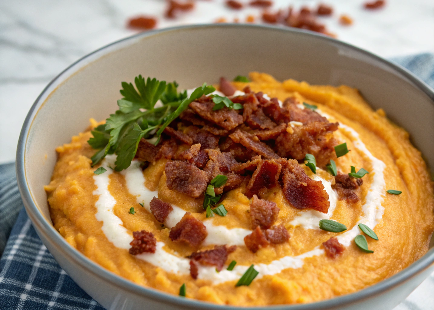 Mashed Sweet Potatoes with Coconut Milk and Bacon: A Creamy and Savory Twist