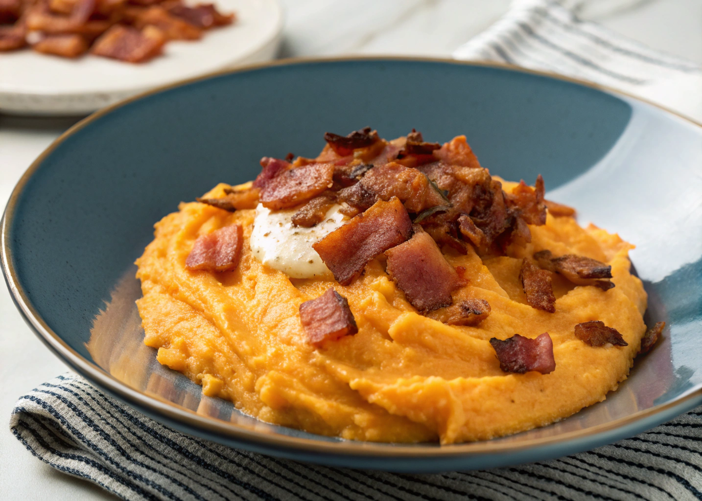 Mashed Sweet Potatoes with Coconut Milk and Bacon: A Creamy and Savory Twist