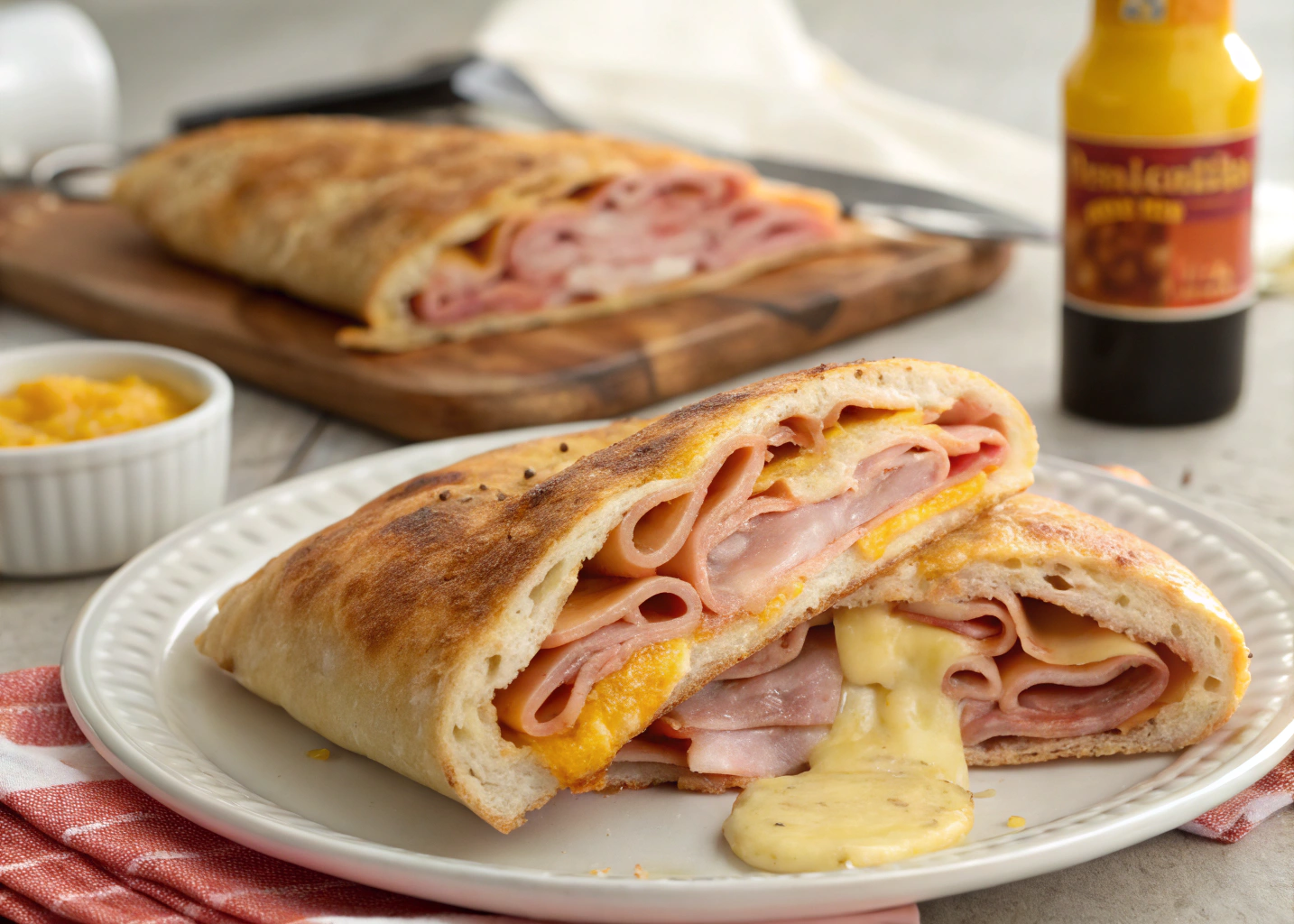 My Mom Used to Make this Ham and Cheese Stromboli as a Kid and She Added Mayo and Mustard to It