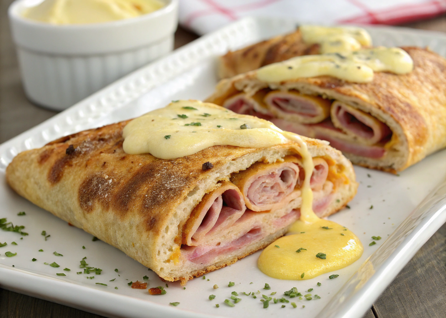 My Mom Used to Make this Ham and Cheese Stromboli as a Kid and She Added Mayo and Mustard to It