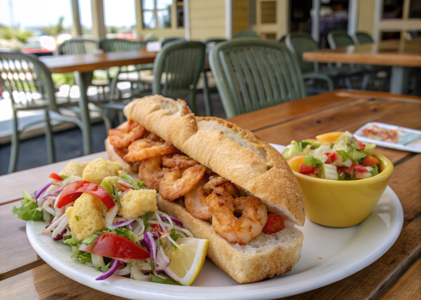 New Orleans Meets the Tropics: Shrimp Po’ Boys with Pineapple Slaw