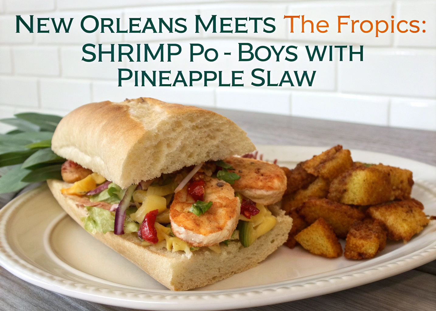 New Orleans Meets the Tropics: Shrimp Po’ Boys with Pineapple Slaw