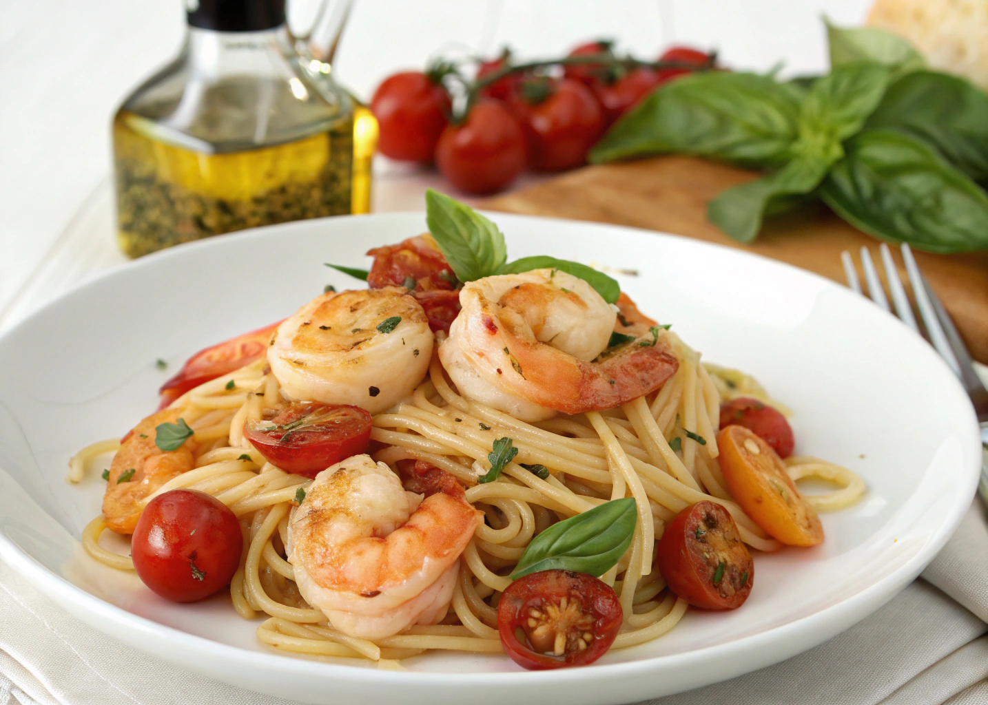 Shrimp and Burst Cherry Tomato Pasta: A Light Yet Flavorful Dish
