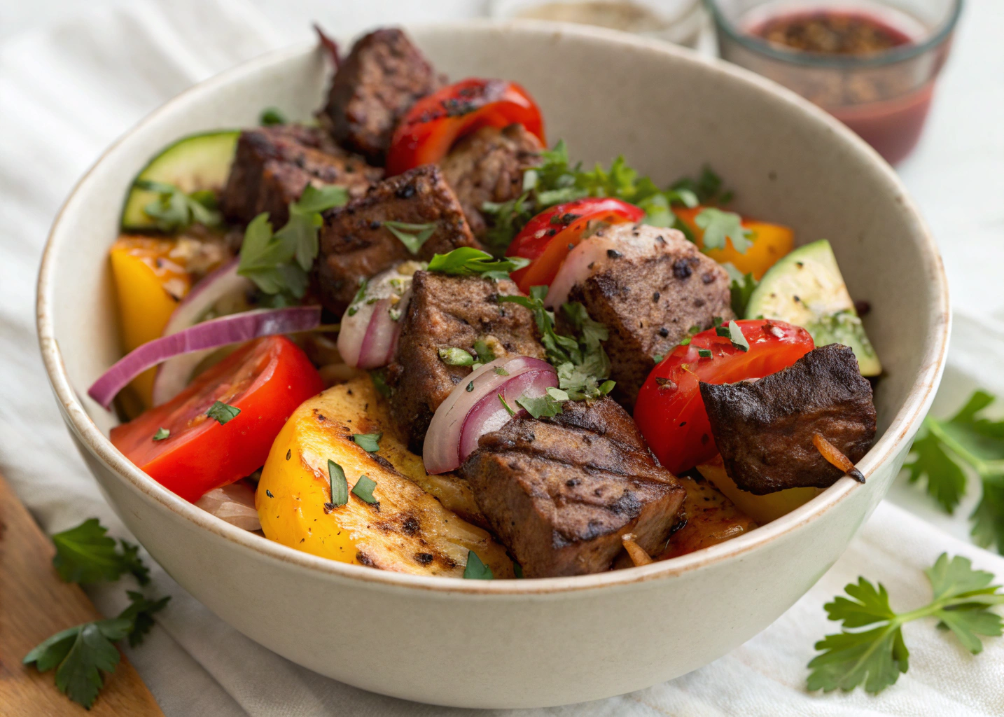 Simple Steak Kebab Bowls Packed with Flavor and Color
