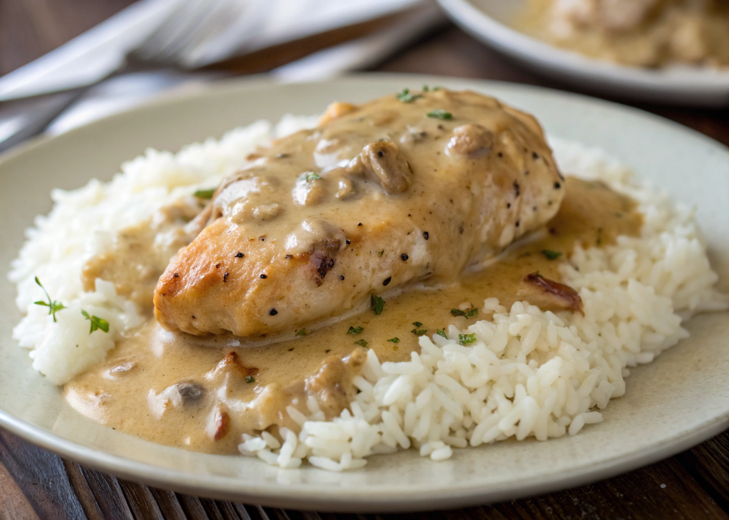 Smothered Chicken and Rice With Creamy Gravy and Southern Comfort