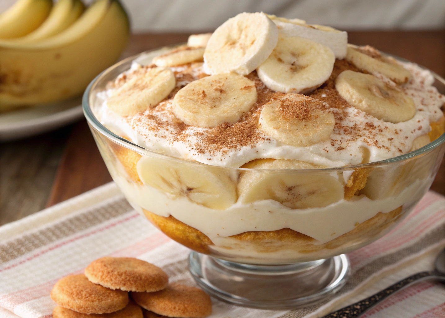 Southern Banana Pudding with Layers of Vanilla Wafers and Creamy Custard