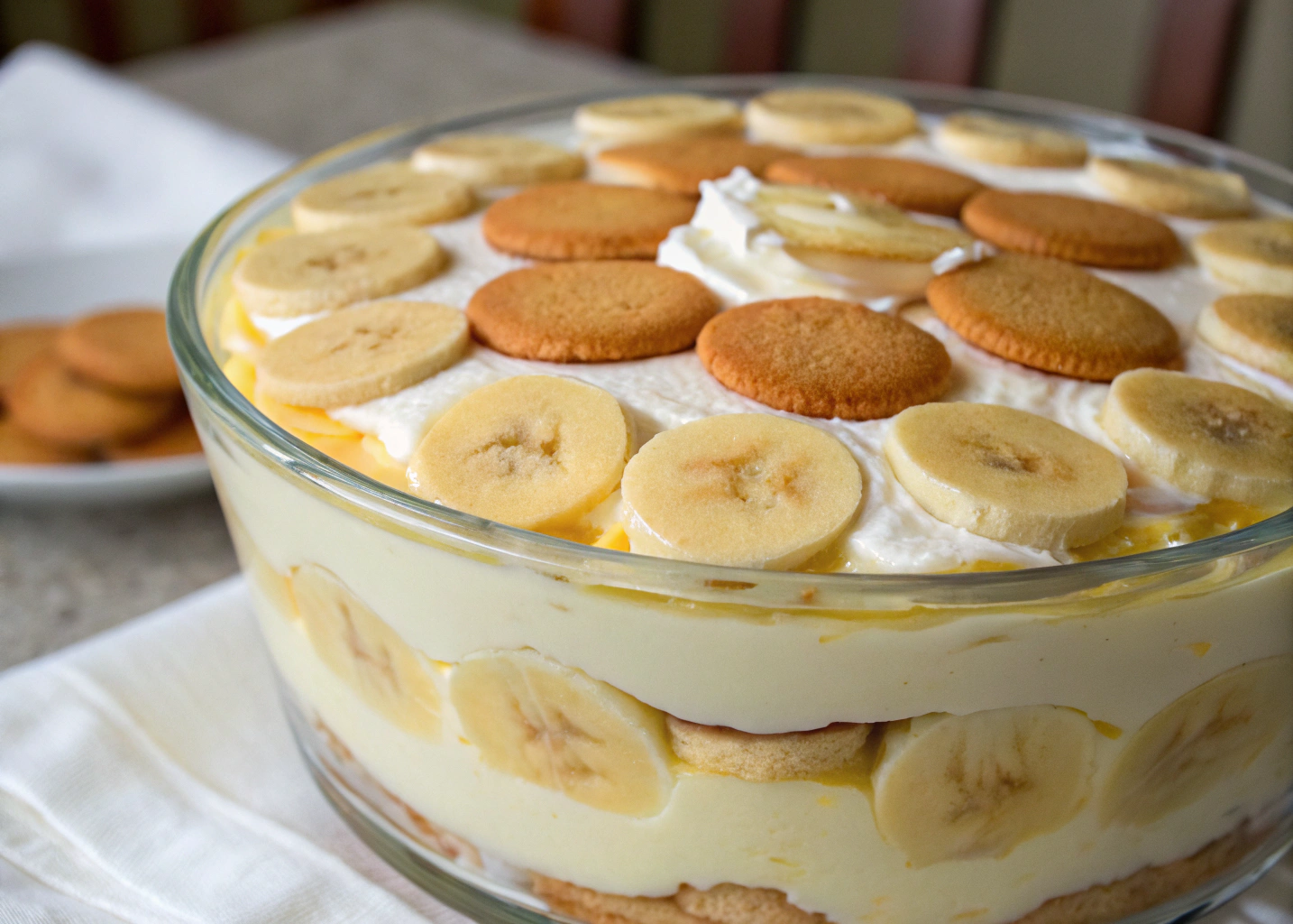 Southern Banana Pudding with Layers of Vanilla Wafers and Creamy Custard