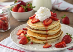 Spring Into Flavor: Strawberry Shortcake Pancakes with Whipped Cream