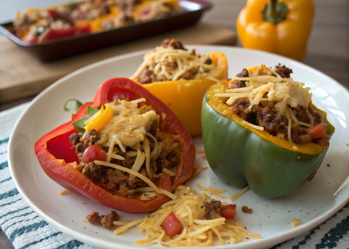 Stuffed Bell Peppers with a Cheesy Taco Twist? Yes, Please